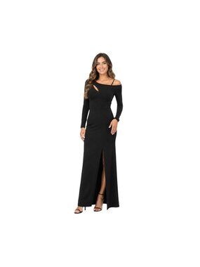 New Xscape Size 6 Black Long Sleeve Cutout Maxi Evening Dress